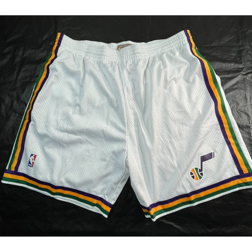 Mitchell & Ness Utah Jazz Mens 4XL Shorts White Mesh Swingman 9" inseam MSRP $80